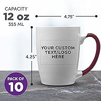 Vista 6 de DISCOUNT PROMOS Tazas de café personalizadas Java de dos tonos, 12 onzas, juego de 10, paquete personalizado a granel, perfectas para café, té