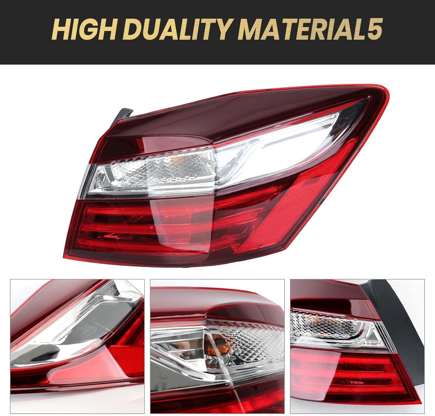 Tail Lights Assembly Compatible with Honda Accord Sedan 2016 2017 Rear Lamp Outer Right Passenger Side Replaces # HO2805108 33500T2AA21