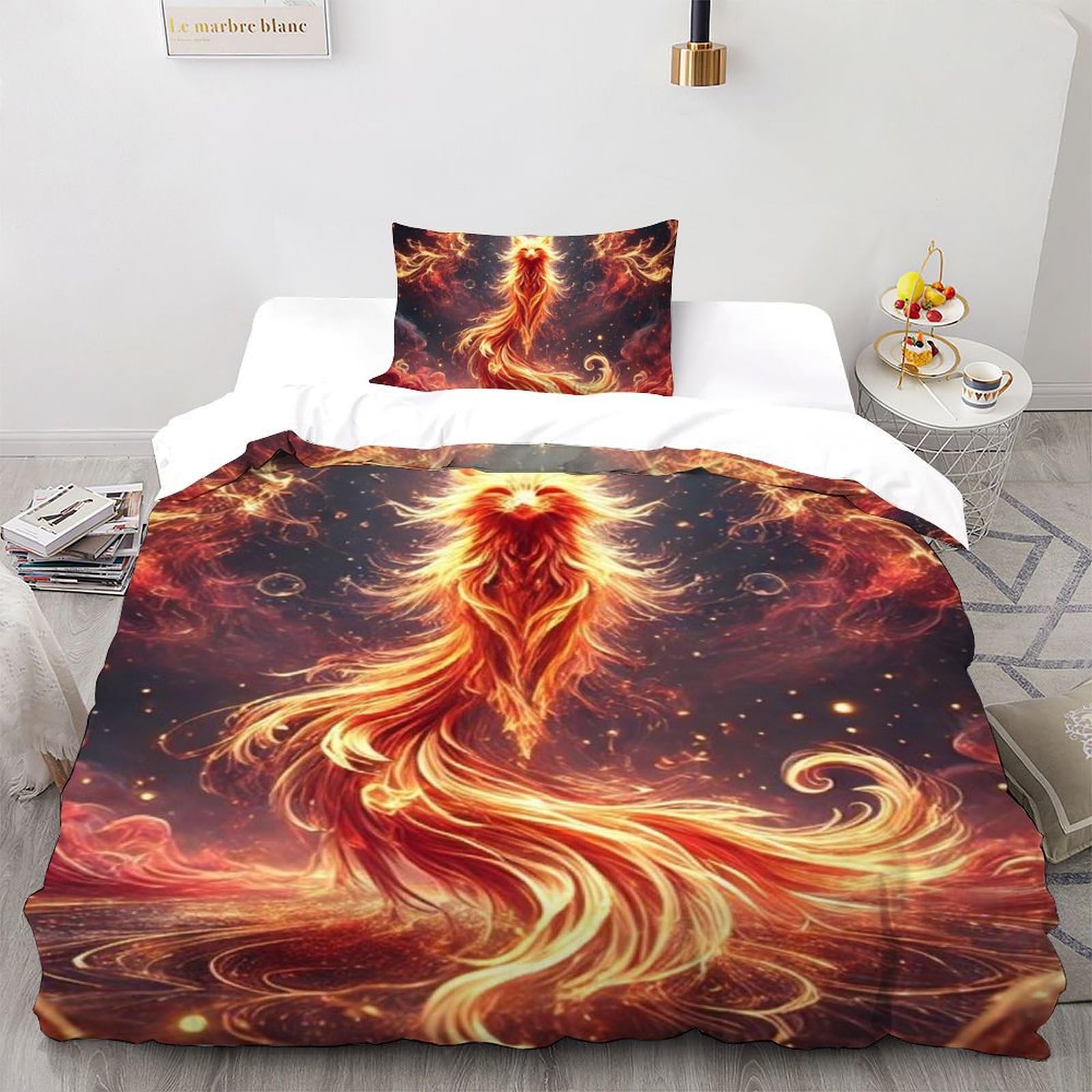 Housse de couette microfibre Renard de feu pour lit enfant sans repassage fermeture éclair 135x200