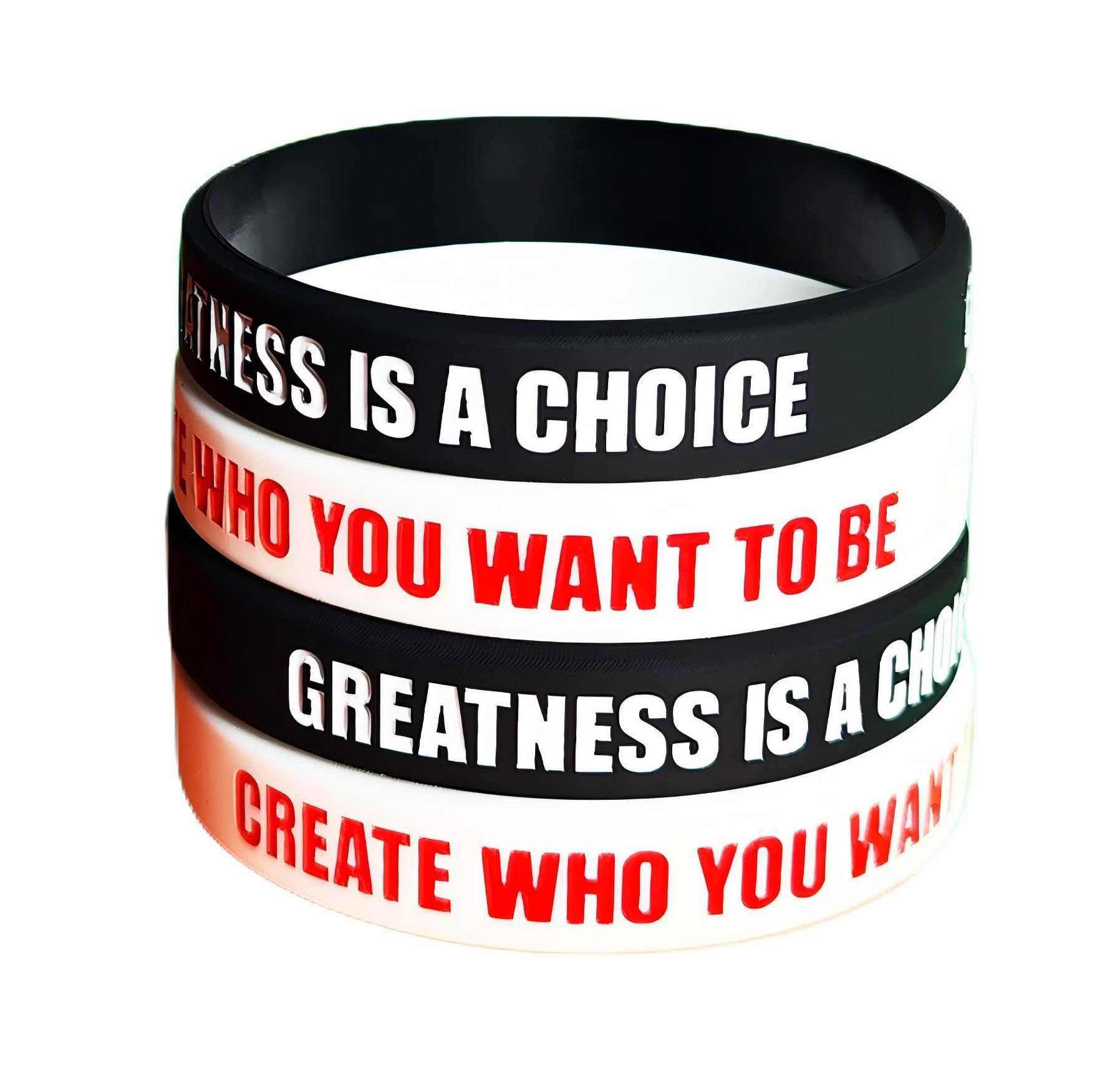 ZENRUIMING 4 Greatness is a Choice Create Who You Want to Be Silicone Bracelet, Outdoor Inspirational Wristband, Sports Fitness Basketball Rubber