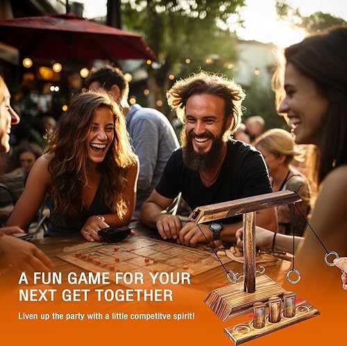 Miniatura 2 de Juego de lanzamiento de anillos, divertido juego de ganchos y anillos de madera hecho a mano, juegos al aire libre e interior para adultos