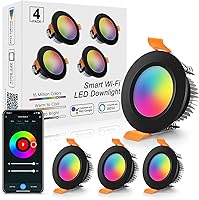 Vista 11 de LightingWill Iluminación LED empotrada de 2 pulgadas, Downlight LED inteligente WiFi, luz de techo de 5W compatible con Alexa/Google Assistant, RGB