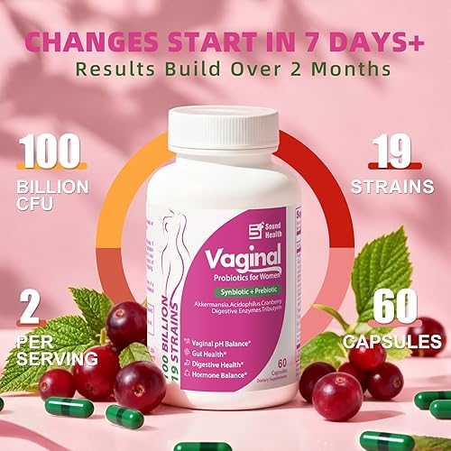 Miniatura 4 de Probióticos vaginales para mujeres, suplemento de probióticos y prebióticos y sinbióticos Akkermansia para la salud vaginigal, equilibrio de pH,