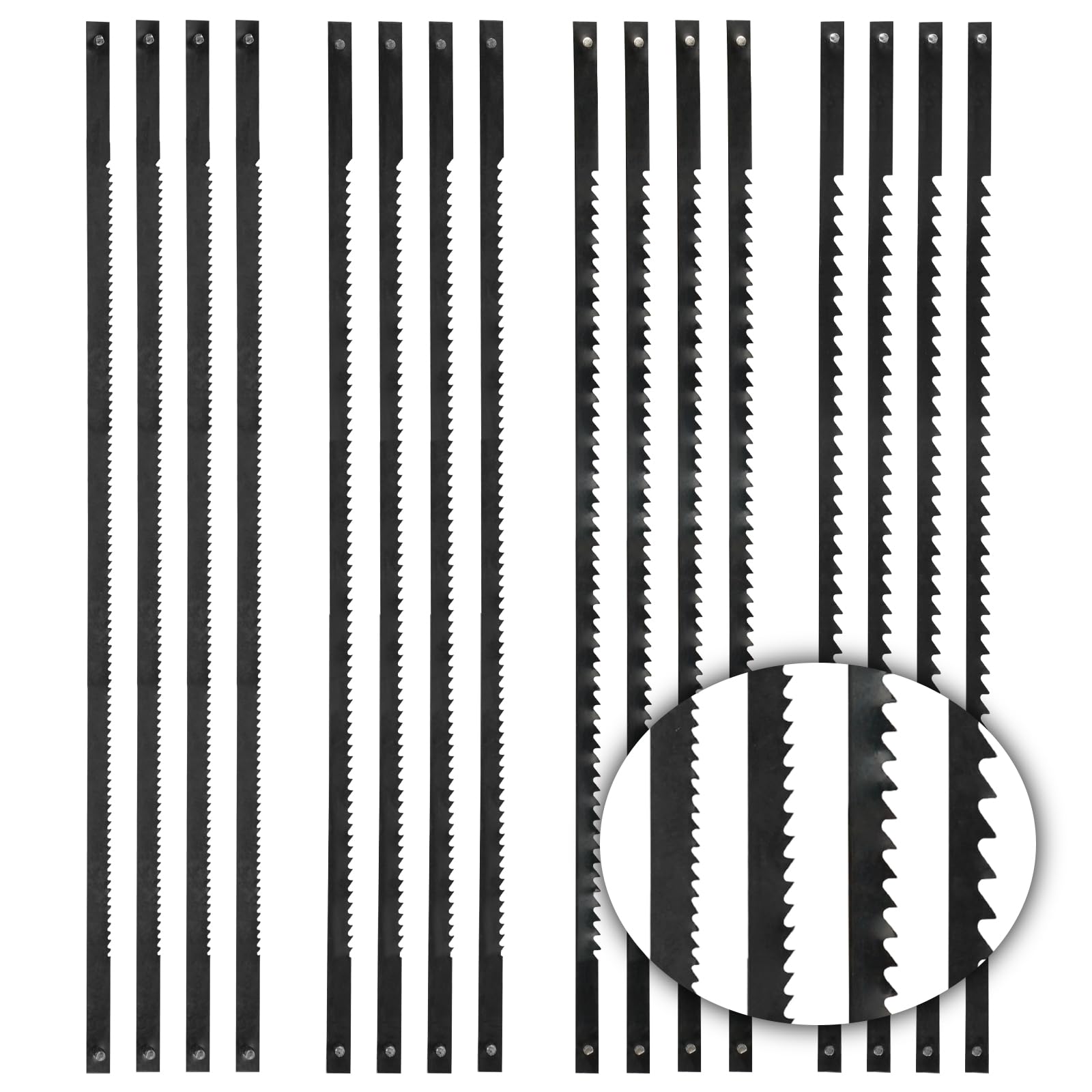 16 Piezas Pinned Hojas Sierra Marquetería Con Dientes Afilados, 10/15/18/24 Dientes Hojas Sierra Corte Fino Estándar, para Aserrar Madera, Plástico, Espuma, Metal Blando, Herramientas Carpinteria