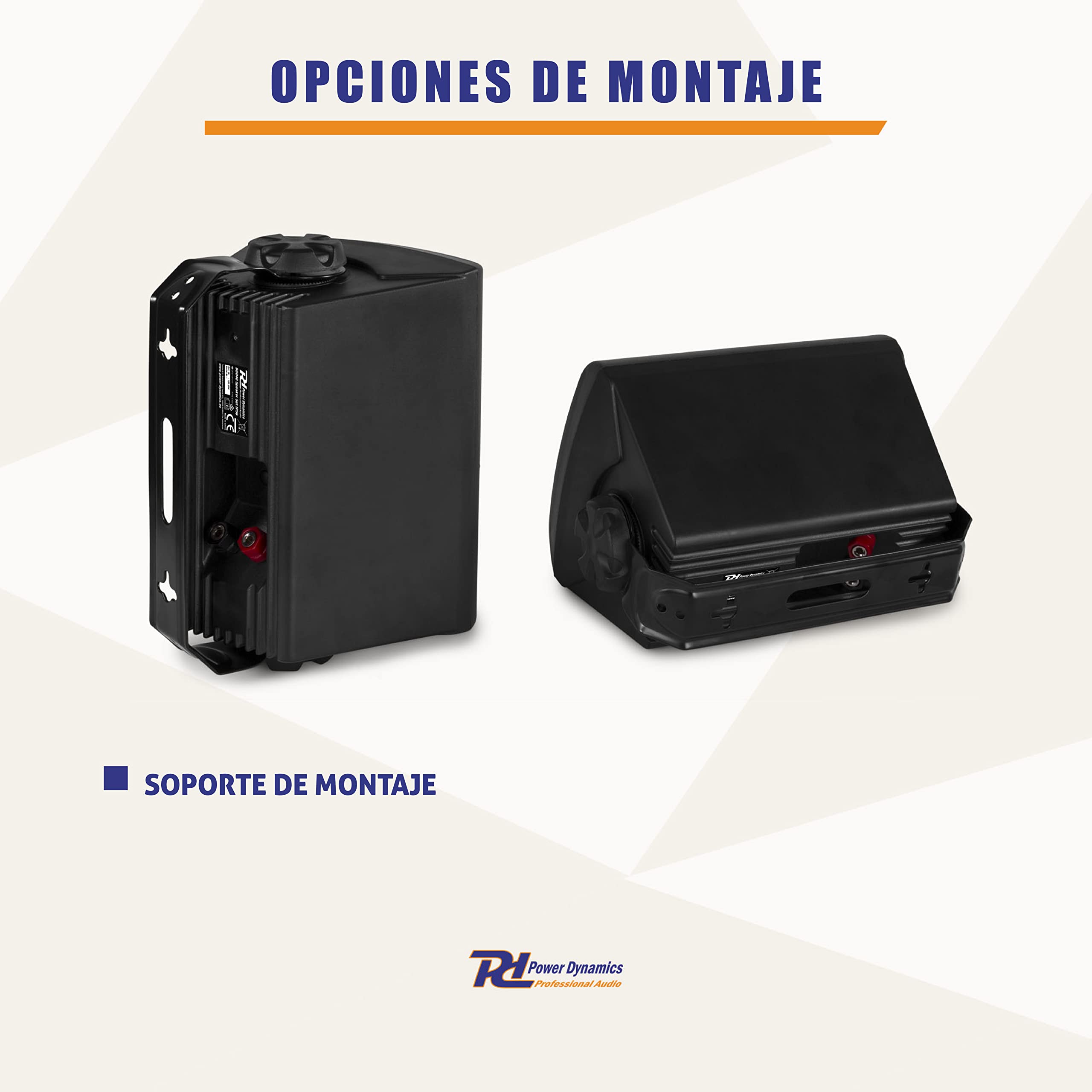Power Dynamics BGO40 - Juego de 2 altavoces 100w - Altavoz de pared de 2 vías para interior y exterior para montaje fijo en pared o techo - Juego de cajas acusticas para hogar, terrazas, bares - Negro