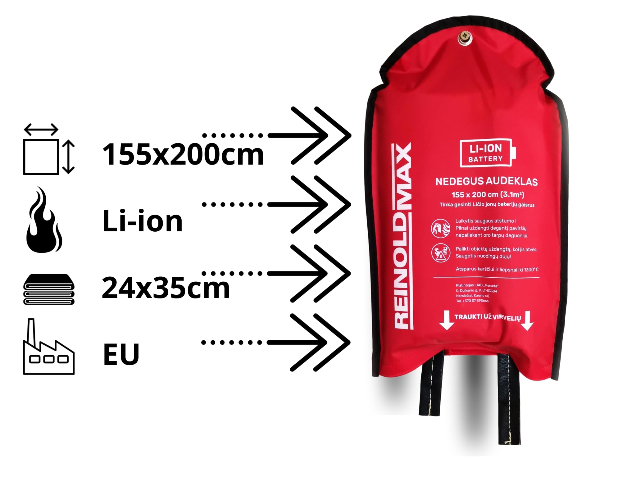 Couverture Anti Feu électrique [155 x 200 cm] | Couverture Anti feu Incendie Contre Les Feux de Graisse | Batteries au Lithium et de Voiture | Fire Blanket, Couvertures Anti-feu