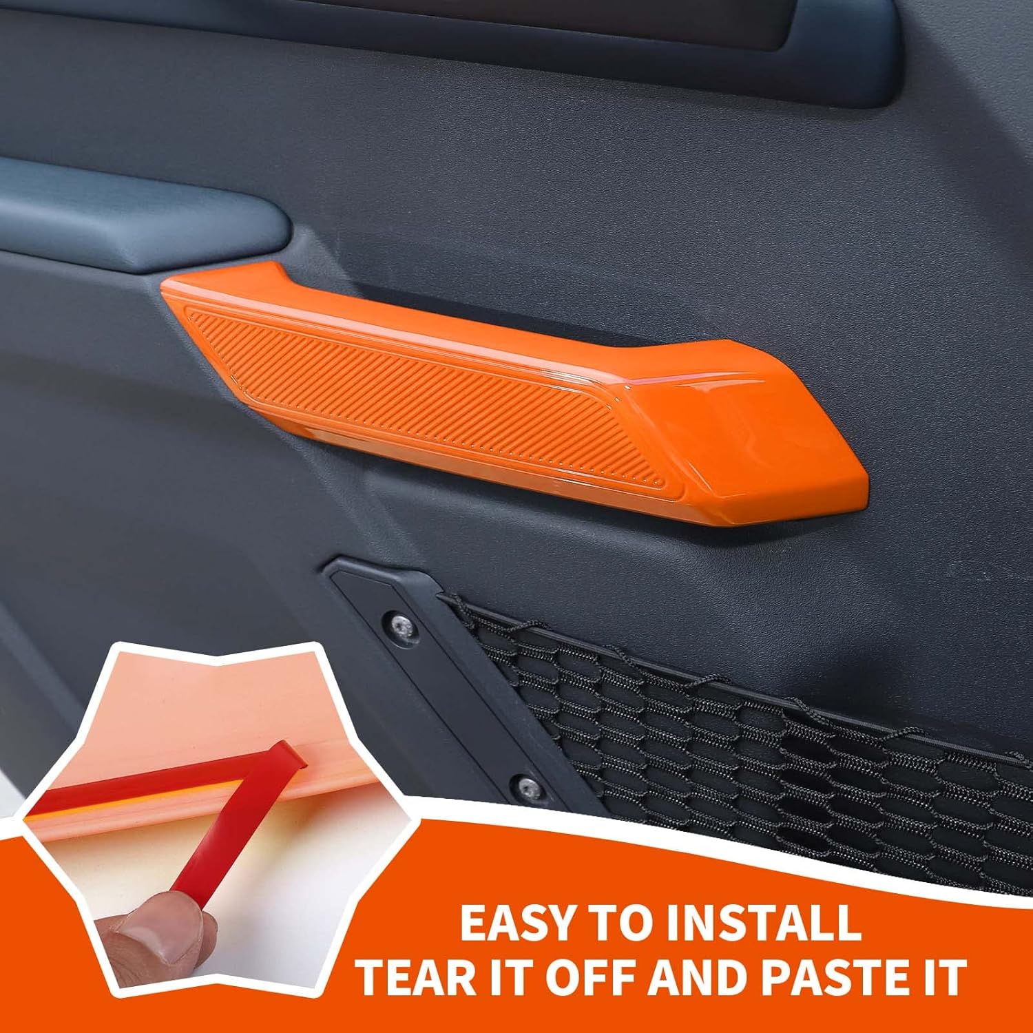 for Bronco Inner Door Handle Cover Compatible with 2021-2023 Ford Bronco Interior Accessories 4-Door, Orange