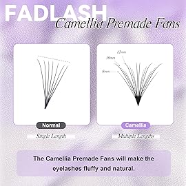 FADLASH Premade Lash Fans Multi Length Hybrid Volume Premade Easy Fans 0.07 Thickness D Curl 16D Multi Length 8-10-12mmmm Camellia Natural Eyelash Extensions(16D-0.07-D, Camellia 8-10-12mm)