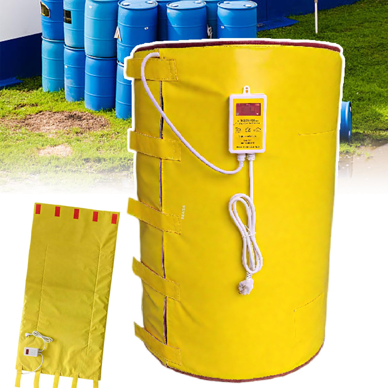 Podgrzewacz Beczek Ibc | 2000 W Do Beczek Metalowych 200 L | Elektryczny Płaszcz Grzewczy Do Beczek Z Olejem | Regulacja Temperatury 0-200°C | Obrona Przed Zimnem