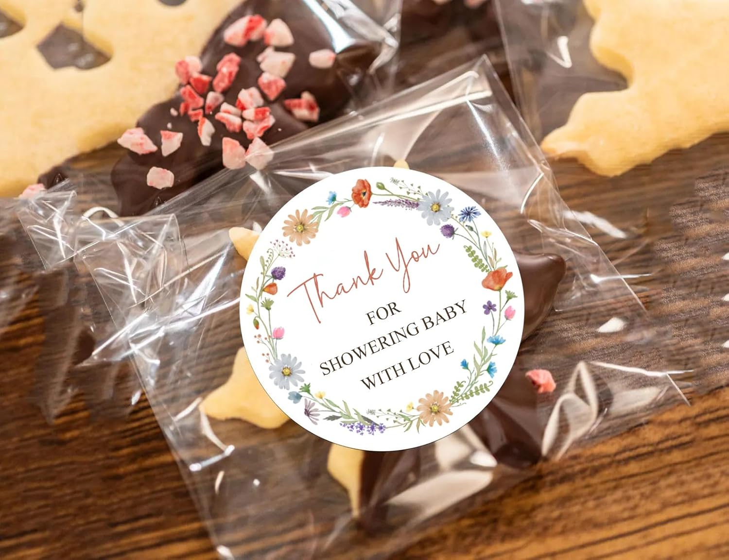 1.75" Little Wildflower Baby Shower Thank You Card Stickers,Baby Shower Party Stickers,Party Favor Bag Labels - Set of 60 - Image 5