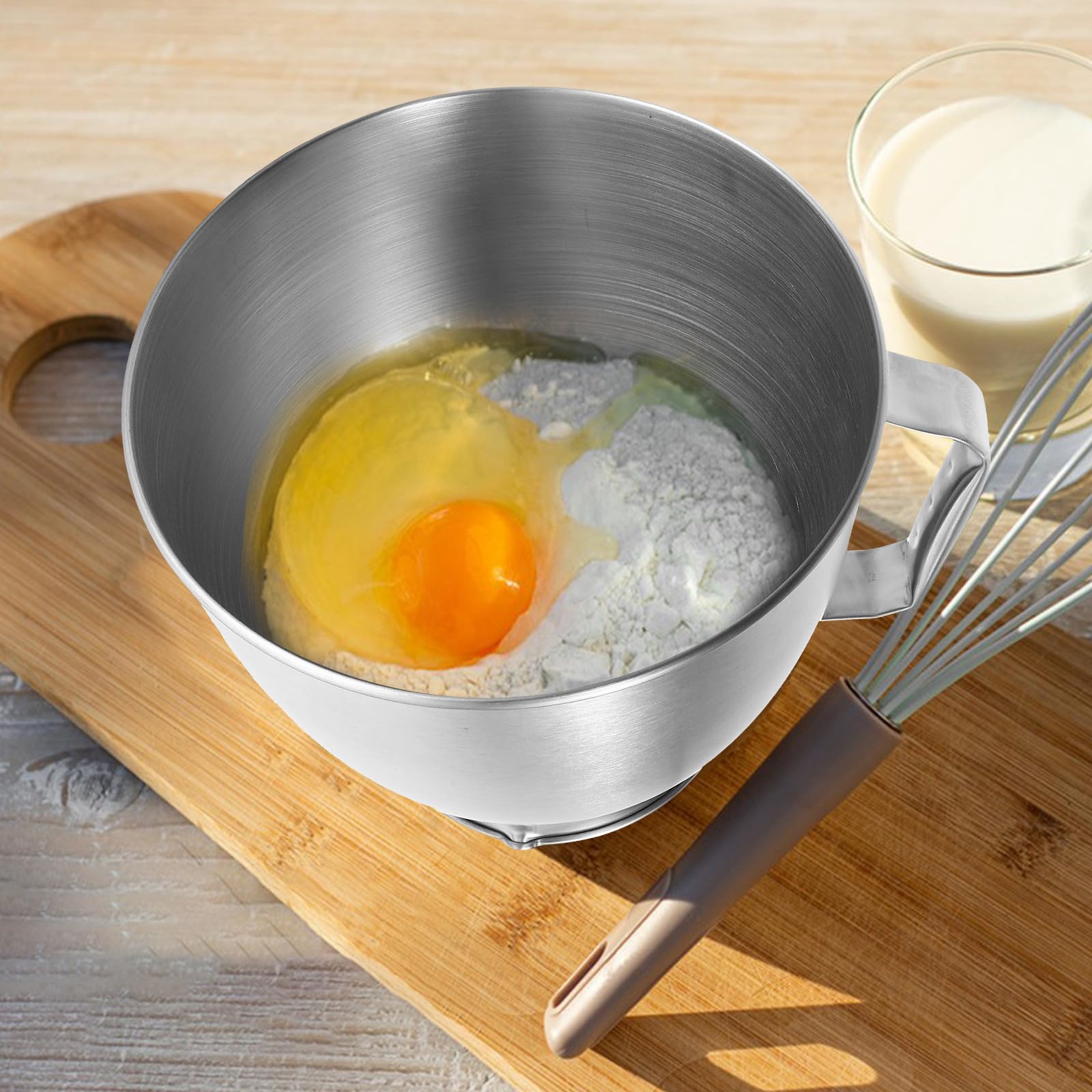 Tazón Grande para Mezclar de Acero Inoxidable 4.5l, Accesorio de Cocina Versátil y Profundo para Batir Huevos y Preparar Alimentos