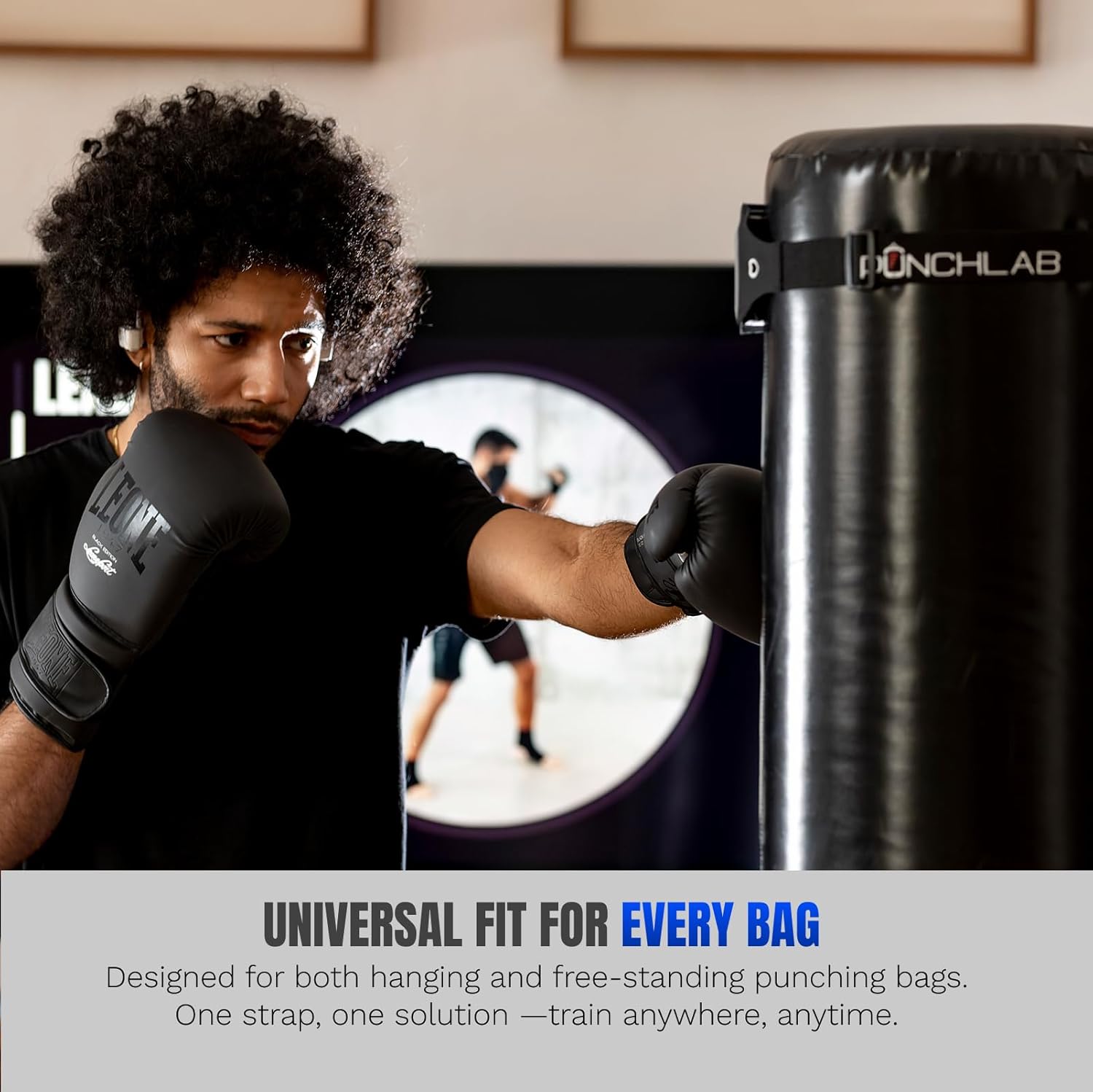 Boxing Phone Holder for Punching Bag – Heavy Bag Strap Mount with Punch Tracker, Fits All Hanging & Freestanding Bags, Works with PunchLab App (Free App Included)