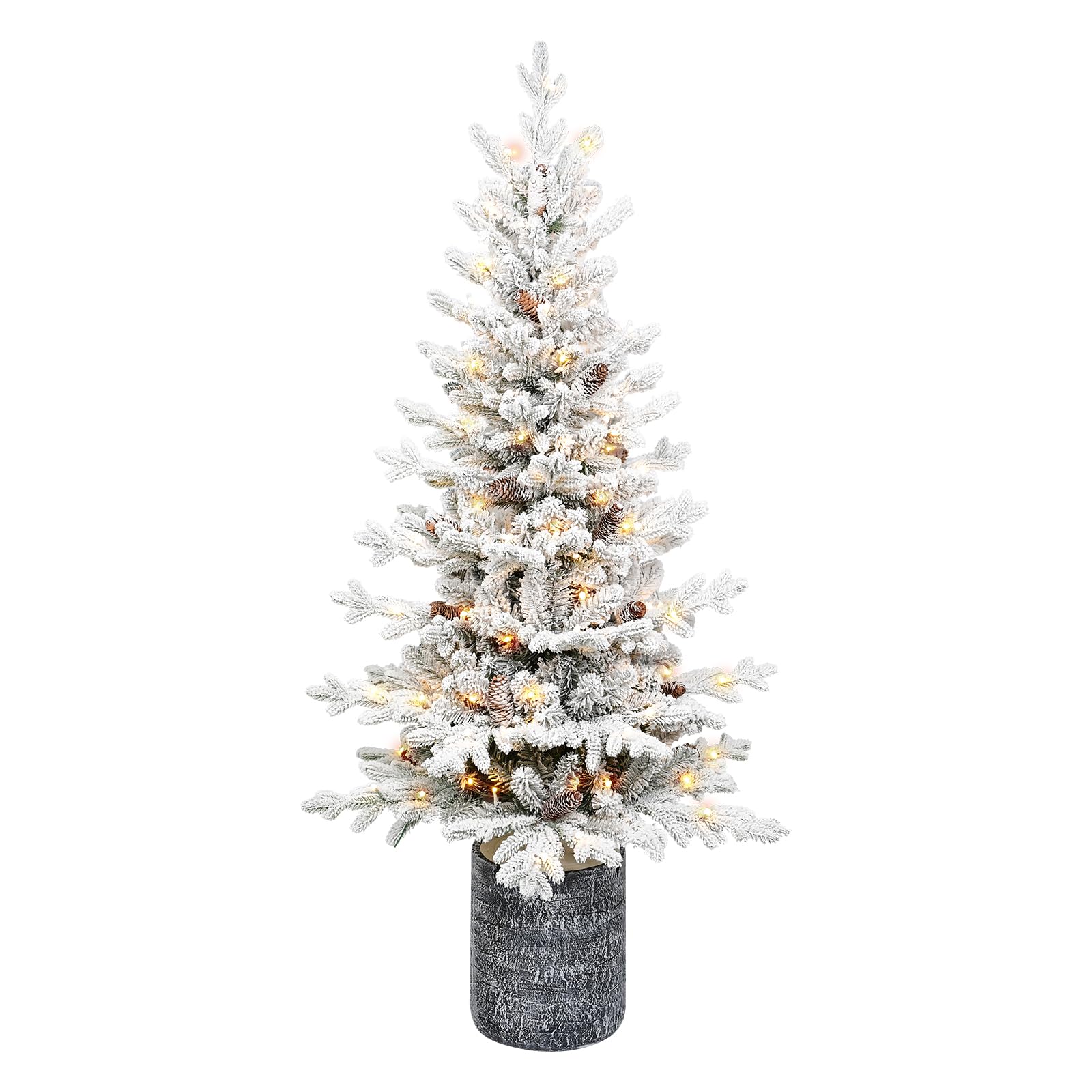 Mini albero di Natale artificiale da tavolo, 1,4 m, pre-illuminato, con 150 luci LED e 720 punte in PE e PVC, per porta d'ingresso, portico, interni ed esterni