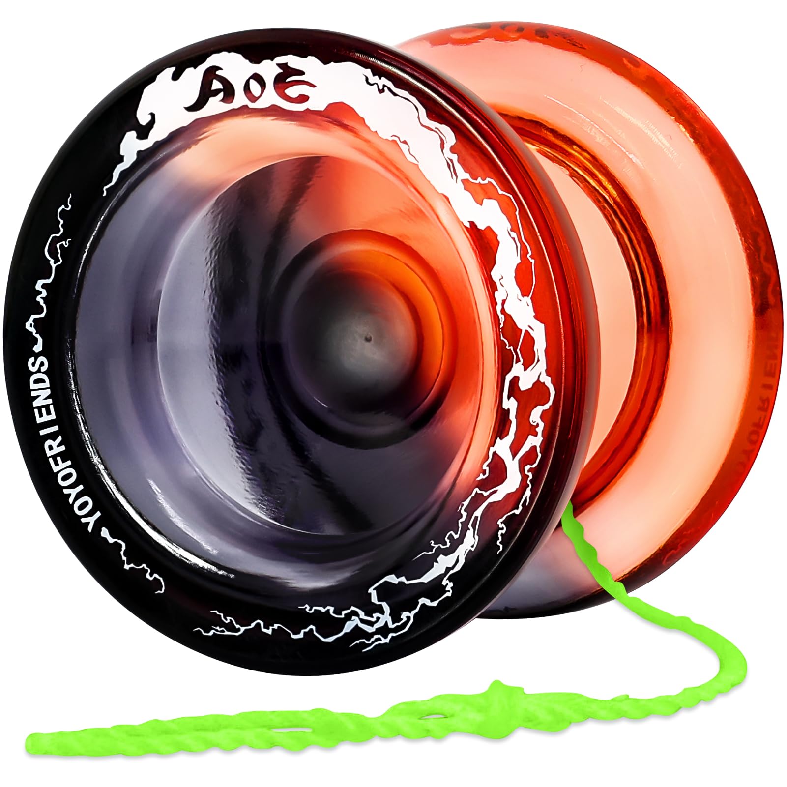 7YO Responsive Yoyo AOE /Professional Trick Yoyo for Kids Beginner, Unresponsive Yo-yo Plastic Fingerspin Trick Yo Yo with 10 Strings, Case Bag (Orange Black)