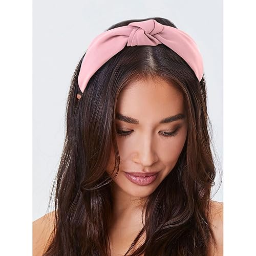 Miniatura 2 de YISSION 4 diademas anudadas para mujeres y niñas, bandas anchas antideslizantes para la cabeza, bandas para la cabeza de moda, diadema con nudo
