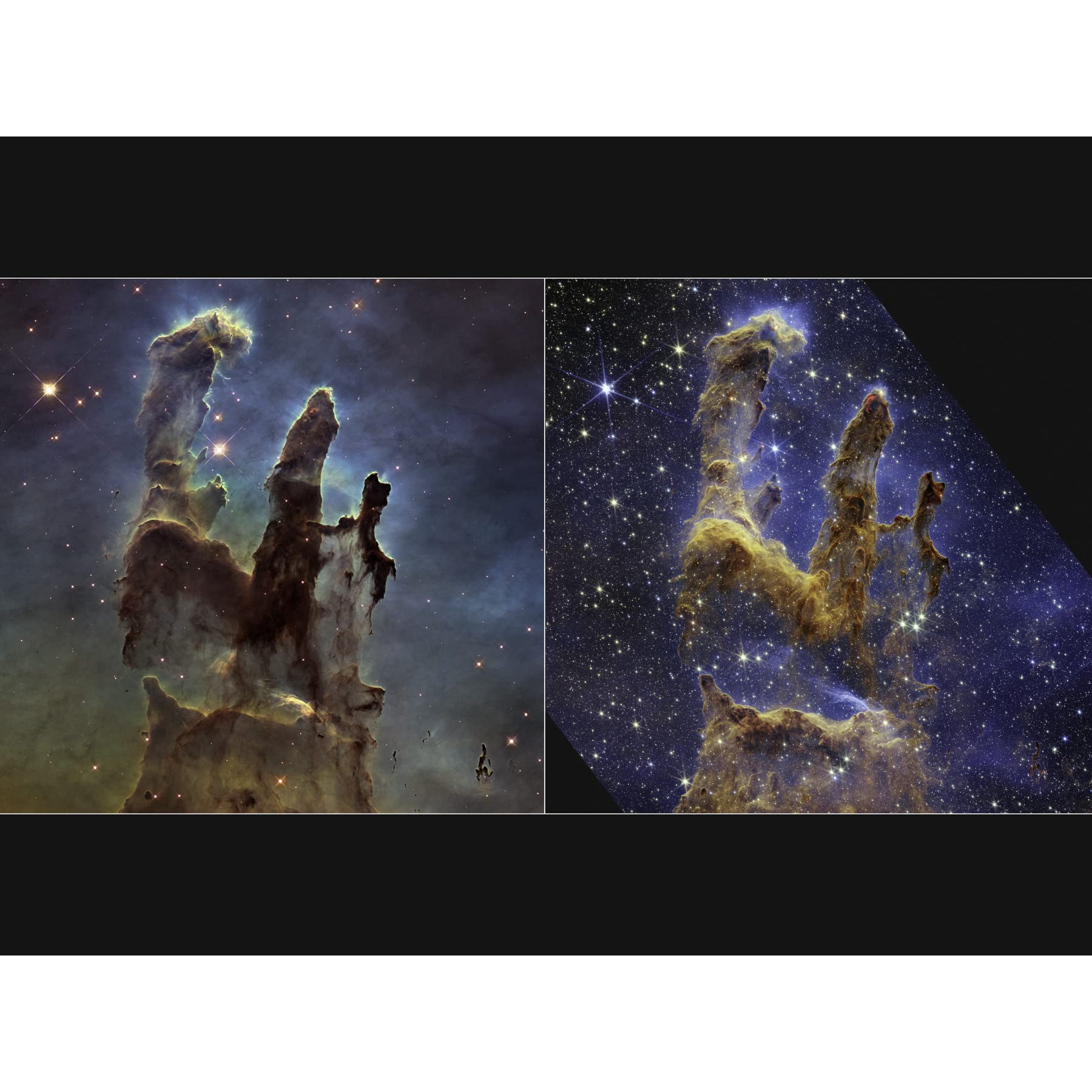 Artery8Artery8 NASA James Webb Hubble Comparison Space Telescope Pillars of Creation Eagle Nebula Premium Wall Art Canvas Print 18X24 Inch