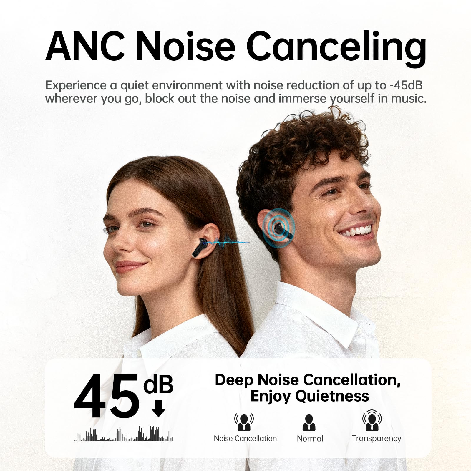 xinwld Cuffie senza fili Bluetooth 5.4, auricolari Bluetooth in-ear senza fili, bassi profondi, ENC Cancelling Mic Wireless Earbuds Wireless Auricolari