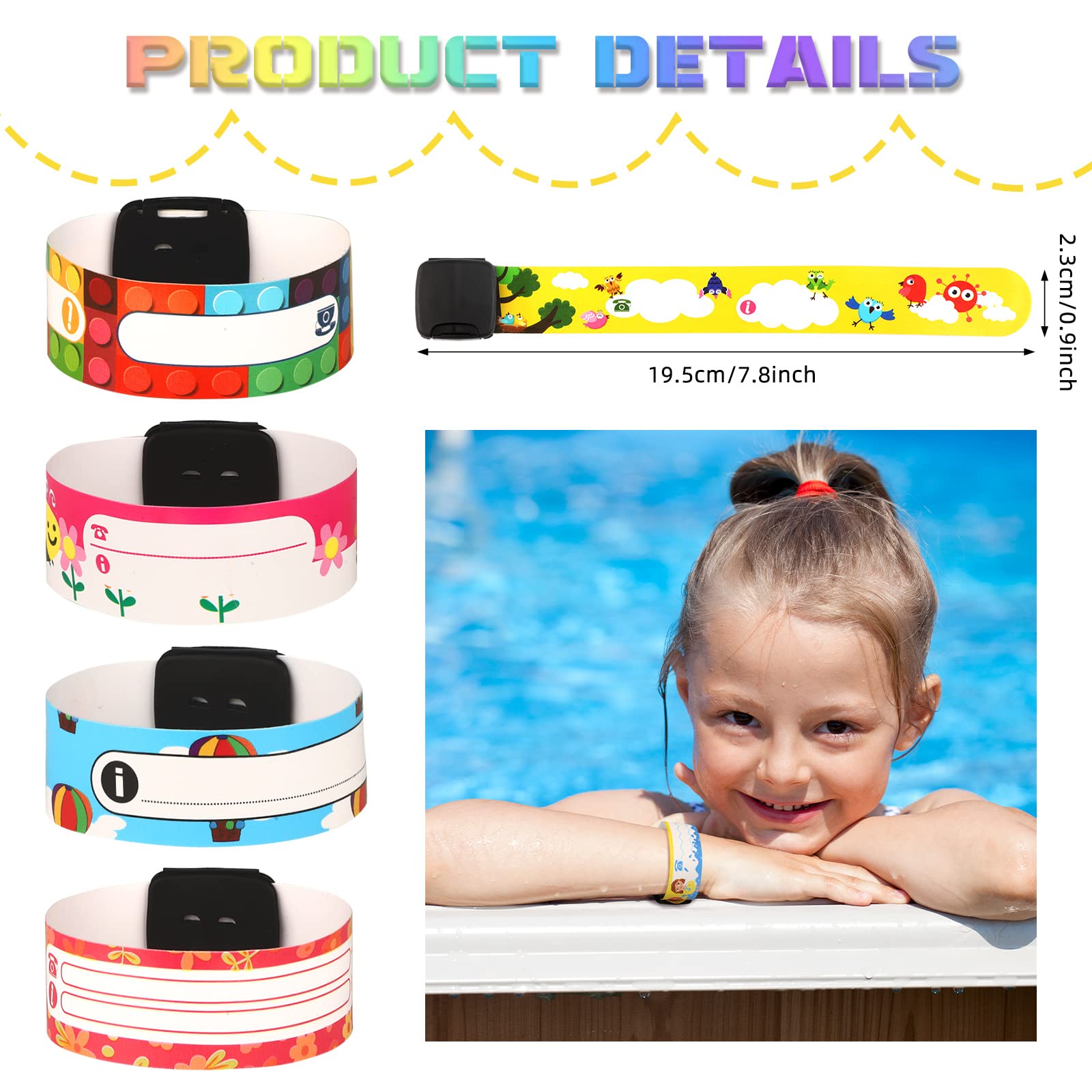 14 Pieces Safety ID Wristband, Reusable