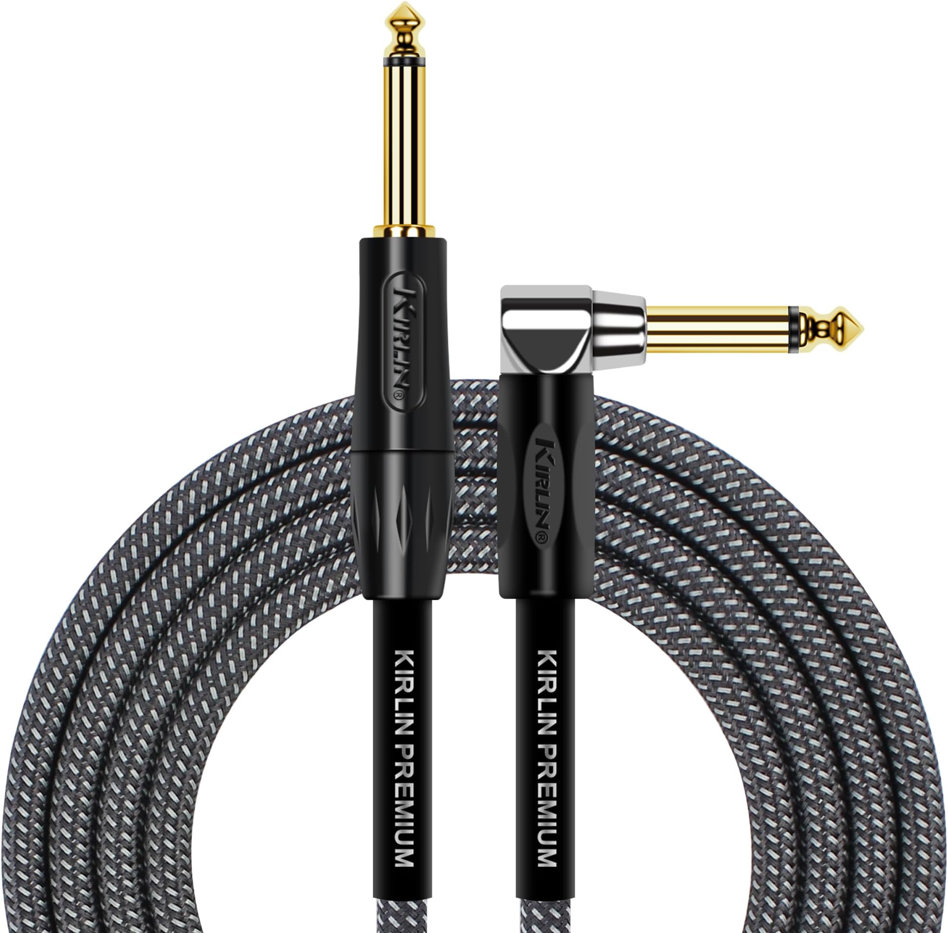 KIRLIN Cable IWB-202BFGL-10/CA 10-Feet Premium Plus Instrument Cable, Carbon Gray Woven Jacket