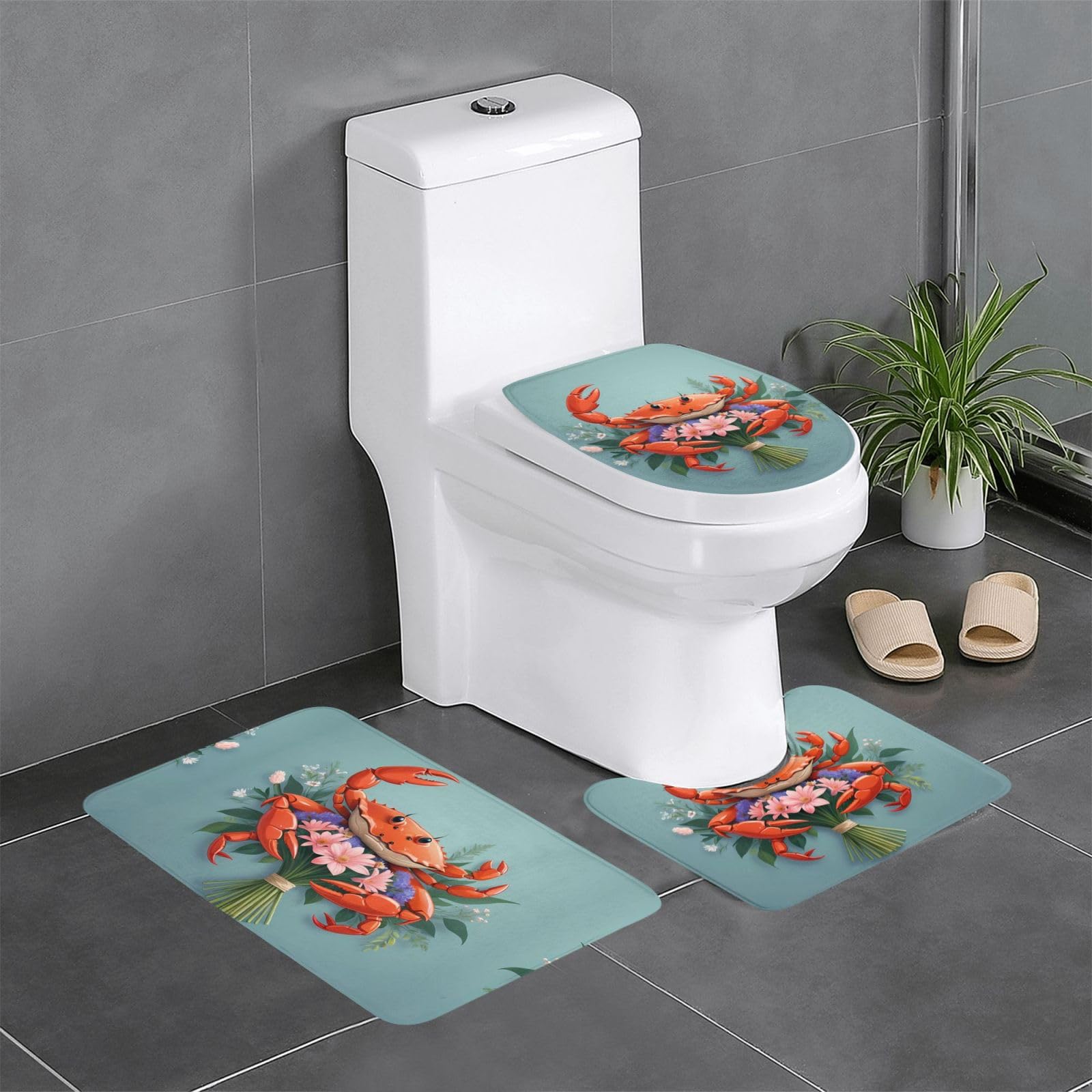Tapis de bain antidérapant facile à nettoyer pour WC et lavabo x3