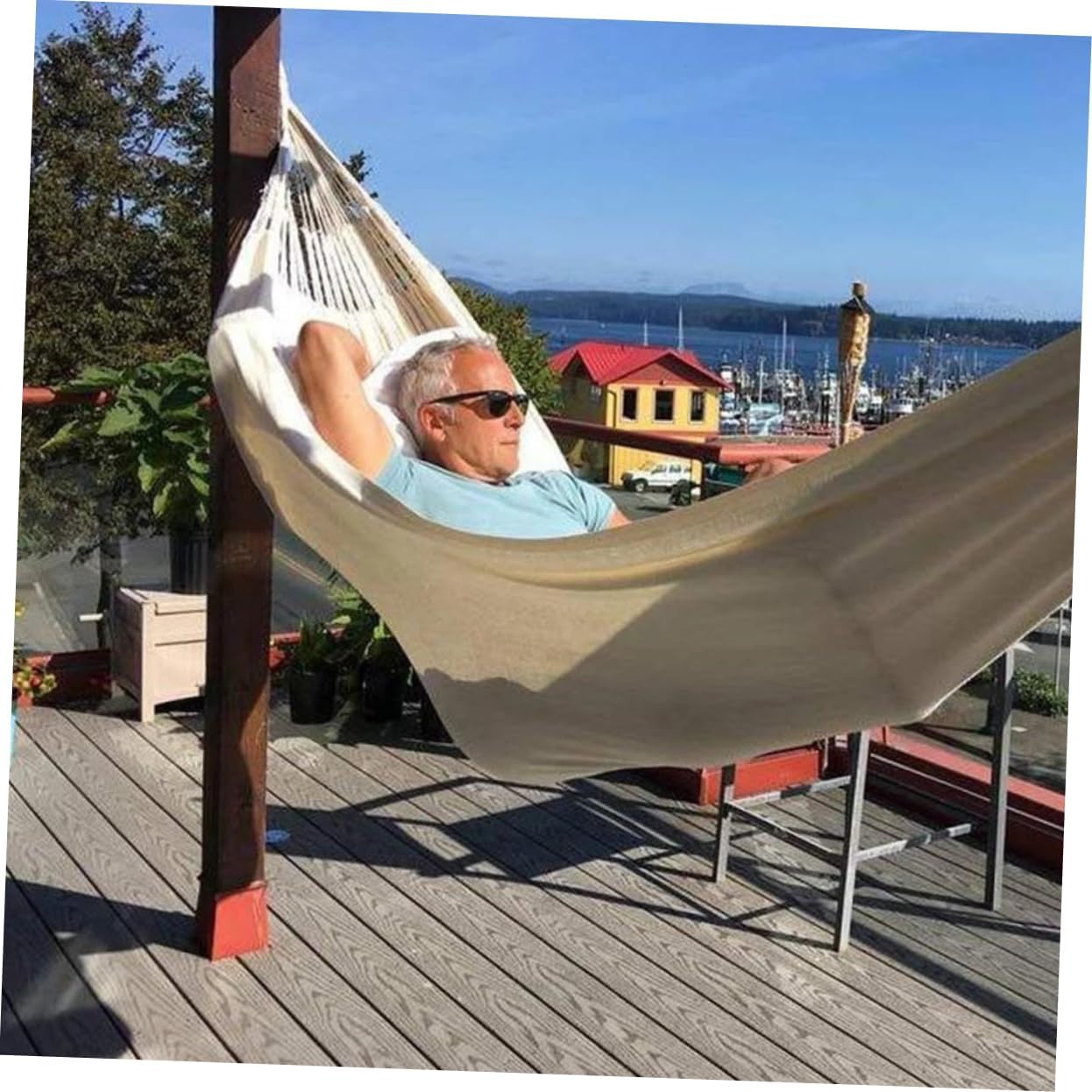 Lightweight Canvas Hammock Chair Swing for Camping Patio Decor Easy Assembly Washable