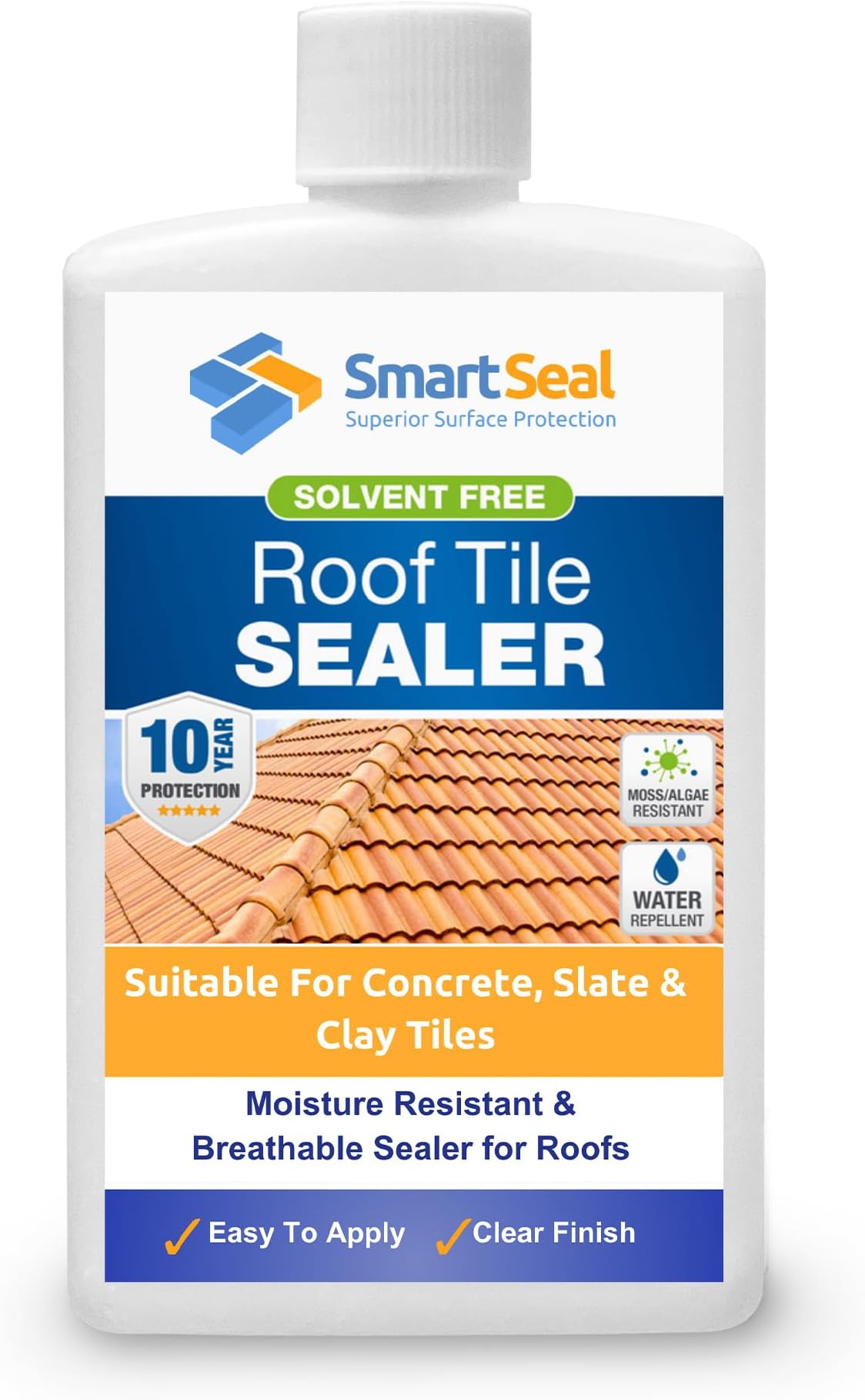 SmartSeal Roof Tile Sealer - 100ml Sample - Breathable Clear Roof Sealer. Solvent-Free Clear Sealant that Helps Prevent Moss, Mould, Algae & Lichen Growth on Concrete, Slate & Clay Tiles