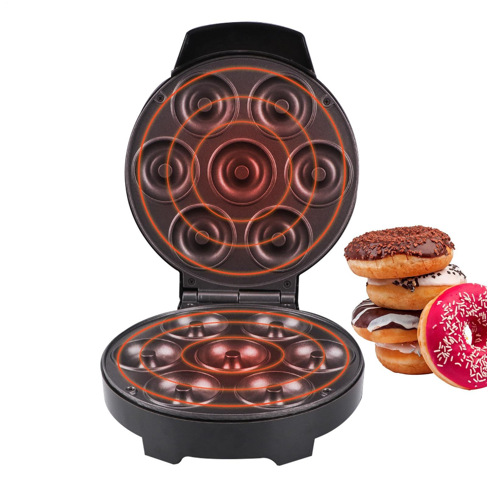 Macchina per Ciambelle Mini 7 Fori Rivestimento Antiaderente Utensili da | Per Waffle E Ciambelle per Cucina Appartamento Ristorante Caffè Pasticceria Waffle Dolci Fatti