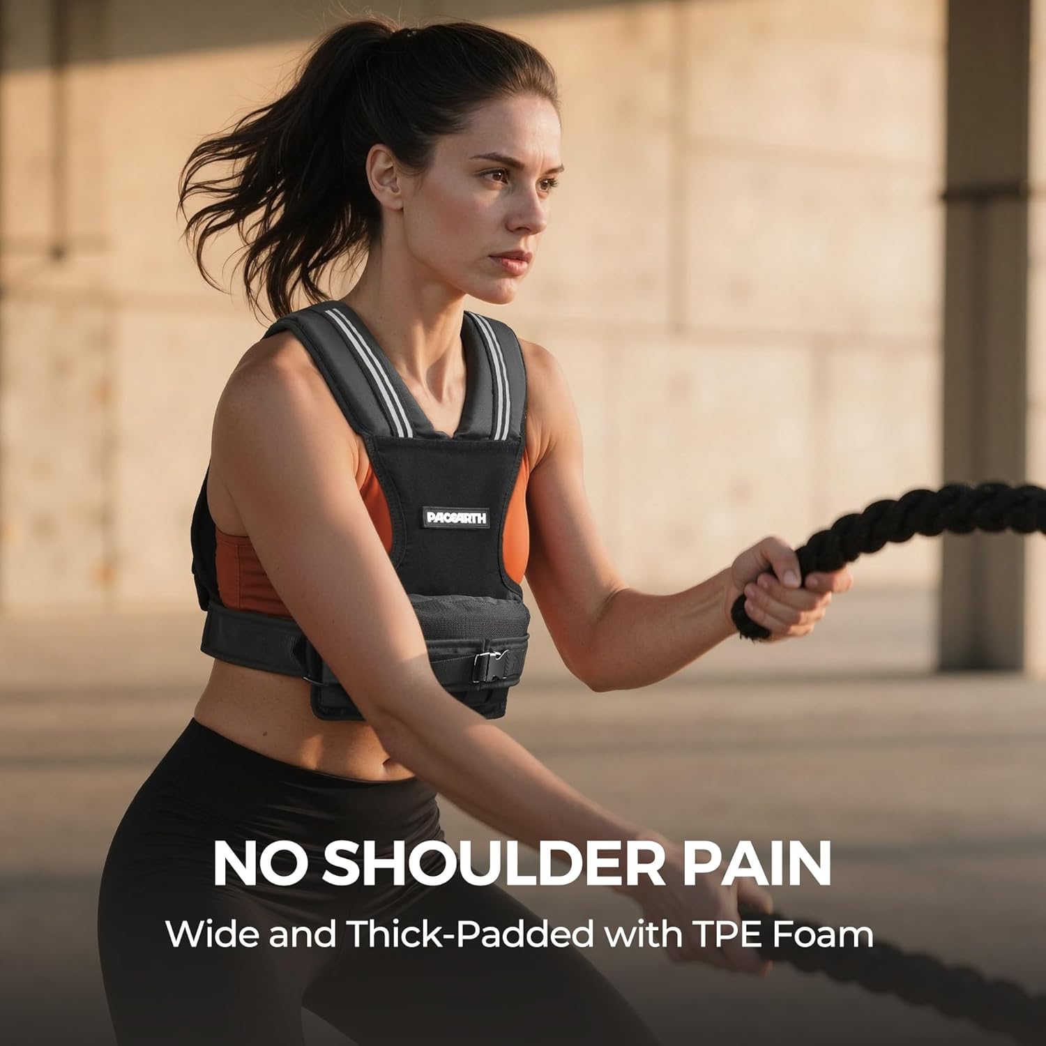PACEARTH Adjustable Weighted Vest for Men & Woman, 20lb/22lb/35lb/44lb Weight-Adjustable Vest with Add-on Iron Blocks for Hardcore Strength Training, Weight Exercise, CrossFit, Running, Black