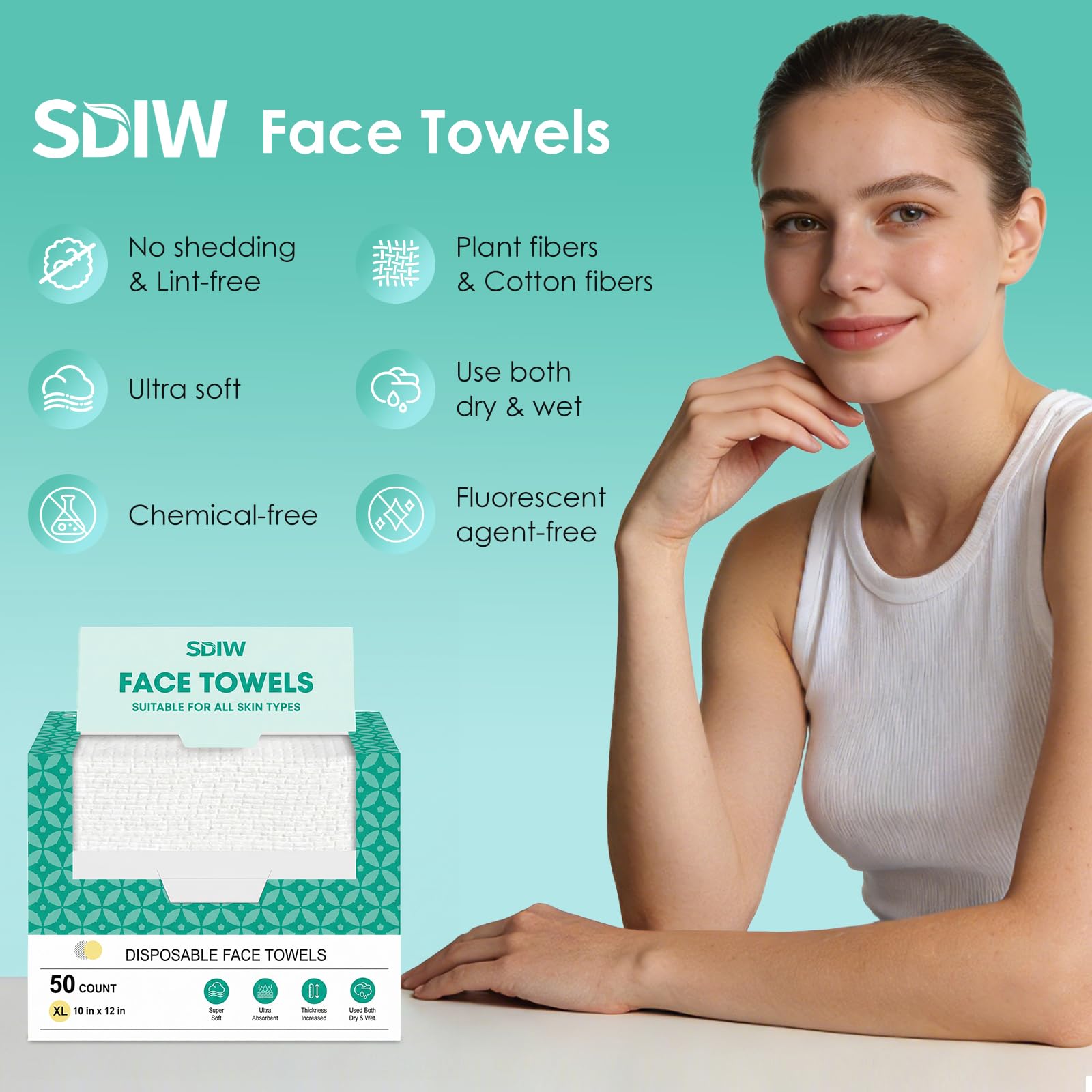 The SDIW XL Disposable Facial Towels offer a soft, thick, and generously sized solution for daily cleansing and makeup removal.