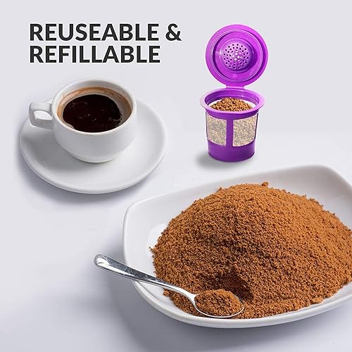 Miniatura 8 de Jarra de malla reutilizable con filtro de café molido para cafeteras Keurig K-Duo con 2 cápsulas K Cups recargables y 100 filtros de papel de café