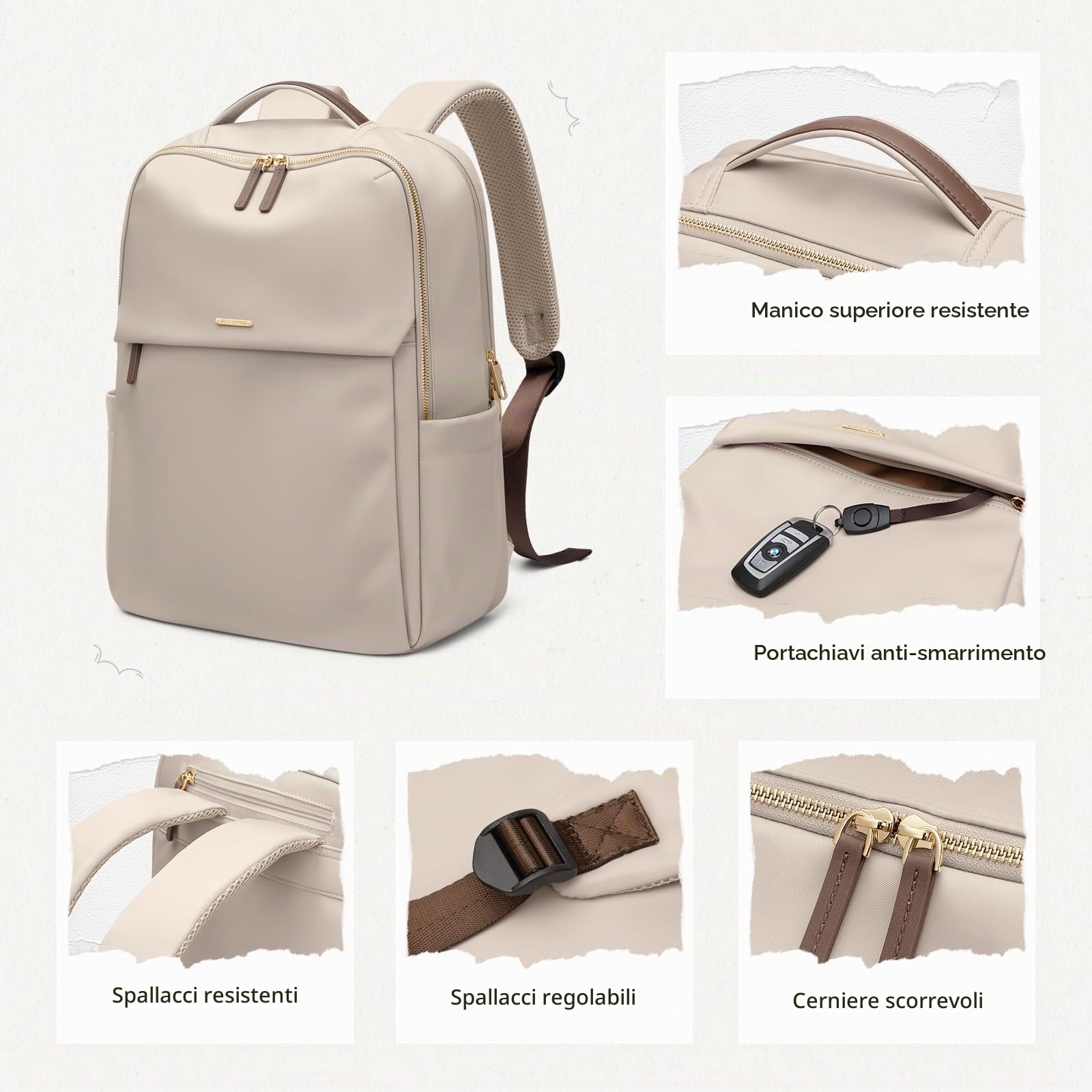GOLF SUPAGS Zaino Porta PC Donna da 15.6 Pollici, Zaino Antifurto Donna Lavoro, Zainos Casual Daypacks per Università, Viaggi, Lavoro, Scuola