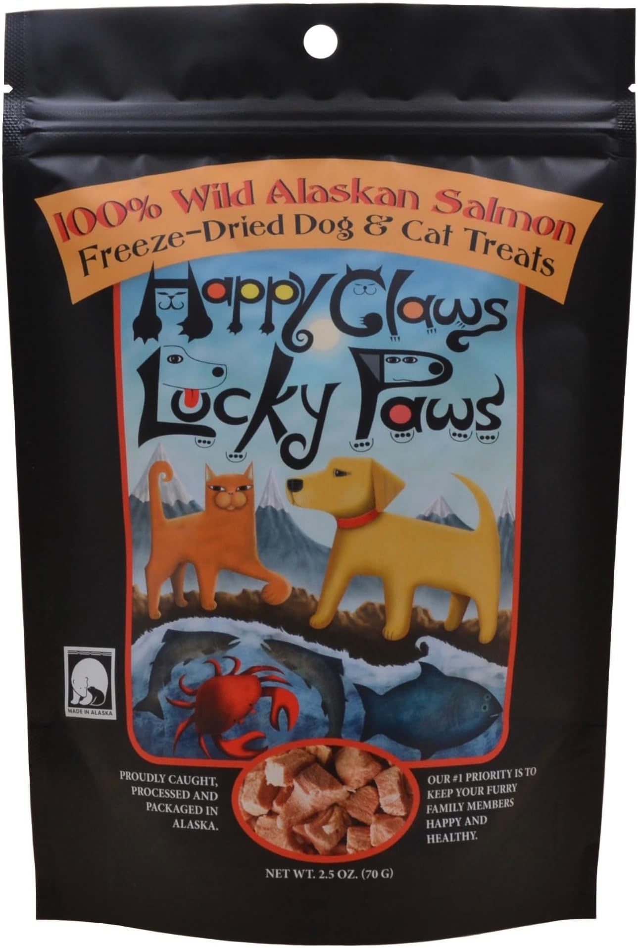Freeze-Dried Wild Alaskan Salmon Treats for Dogs and Cats (2.5 oz) Made in Alaska