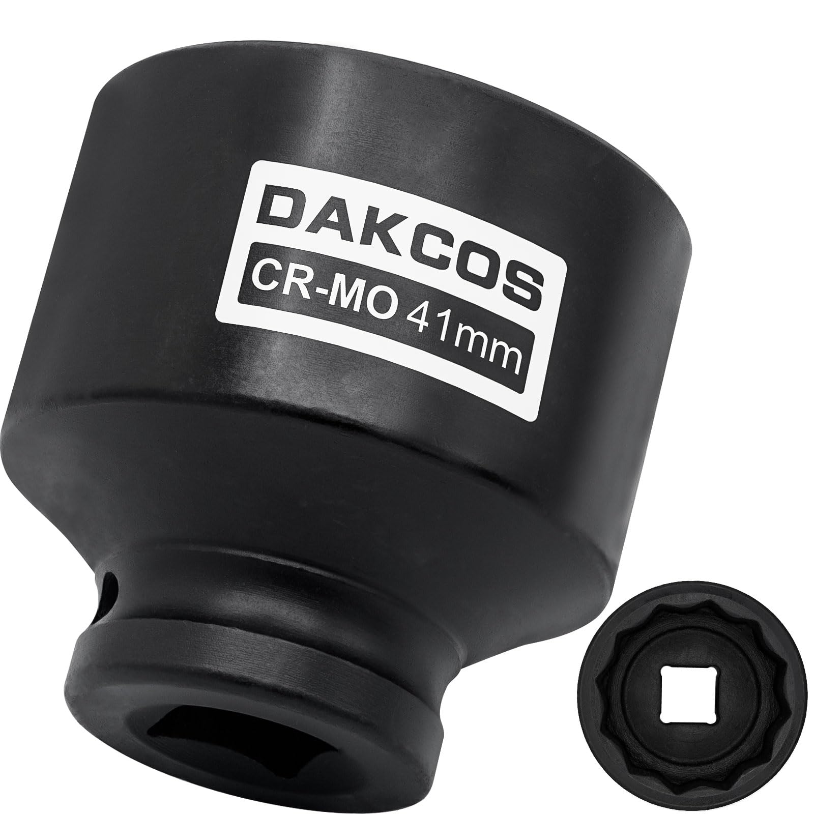 Dakcos Black 1/2" Drive 41Mm Socket 12 Ponit Impact Wrench Socket Drive Shaft Tool Power, Cr-Mo