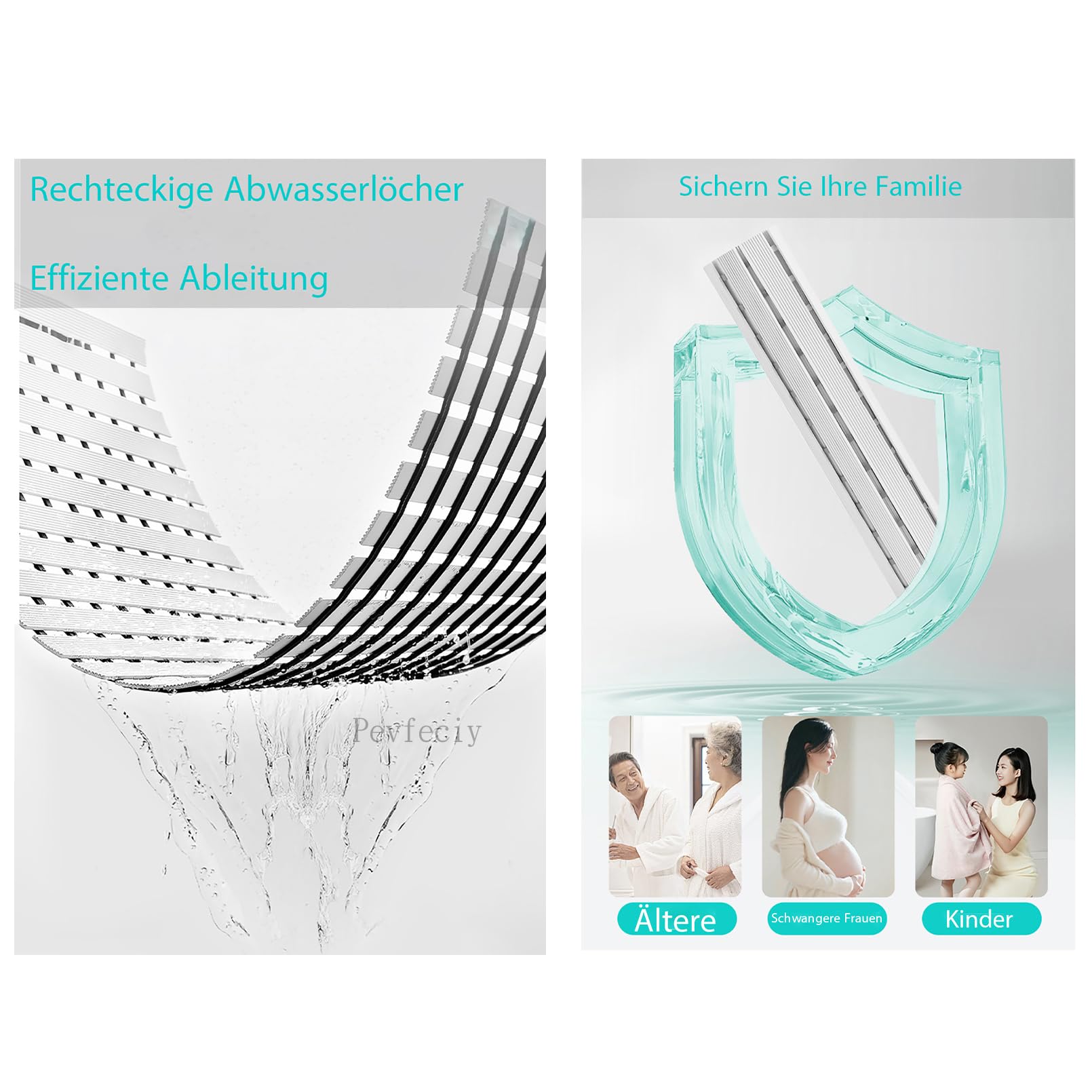 Caillebotis Douche 60x90 cm/ 2 kg Simplicité Moderne TPE Tapis de Douche antidérapant avec Crochets Tapis antidérapant Douche,Drainage Automatique
