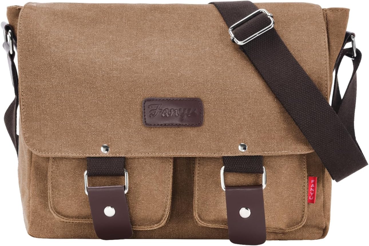 Messenger Bag for men Laptop Bag UnisexRetro Canvas Bag14-15.6 inches Casual single shoulder bag For Work College Travel