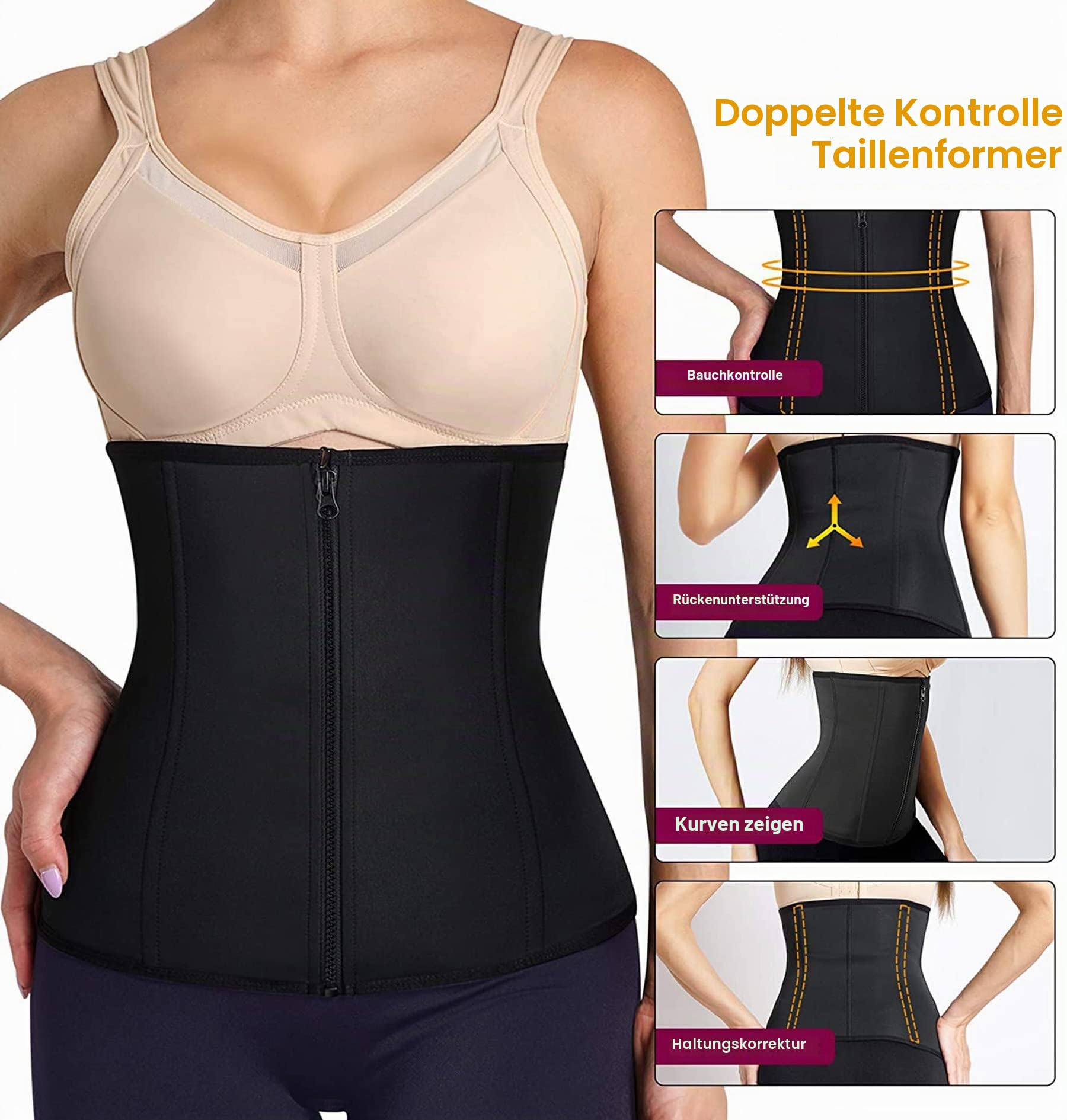 KUMAYES Korsett Damen Waist Trainer Cincher Korsage Taillenformer Bauchweggürtel Corsage Shapewear Damen bauchweg