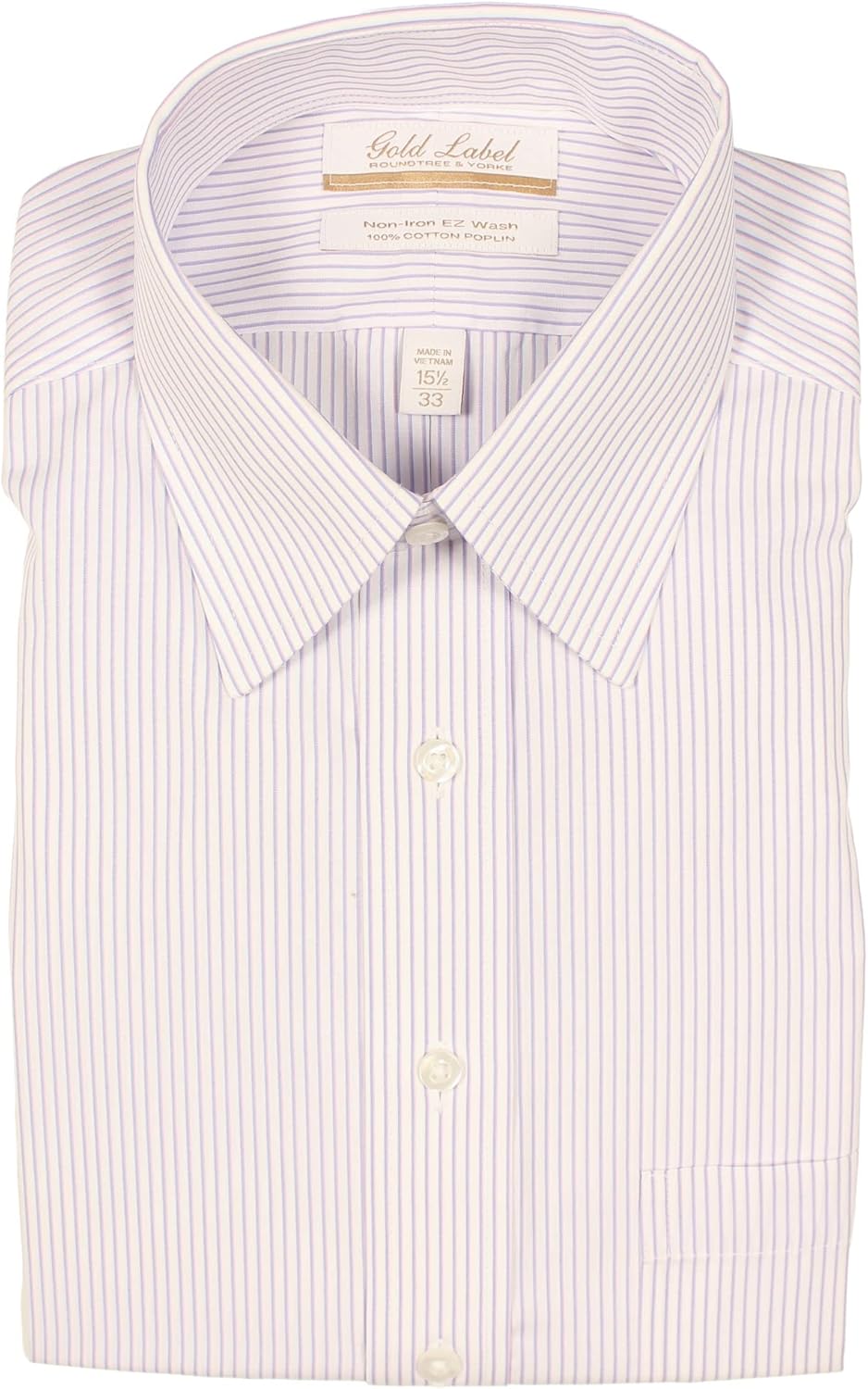 Gold Label Men's Big and Tall Wrinkle-Free Long Sleeve Button-Down Dress Shirt with Point Collar and Chest Pocket