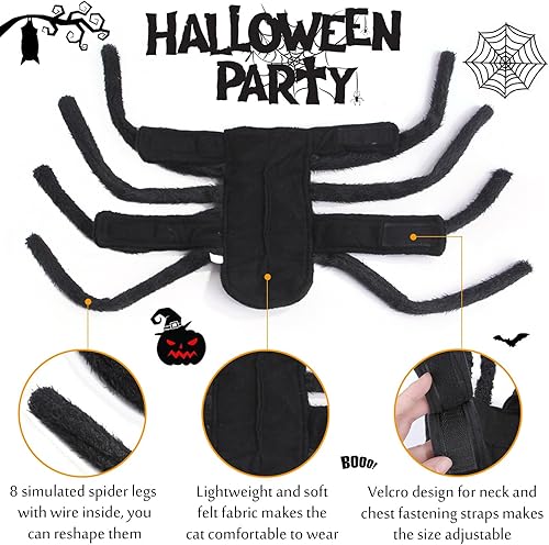 Miniatura 5 de Disfraces de Halloween para perros, disfraz de araña de Halloween para perros y gatos, disfraz de Halloween para mascotas, accesorios de disfraces