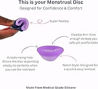 Vista 2 de Discos menstruales - Silicona suave, flexible y reutilizable de grado médico - Uso 12 horas - Muesca de extracción - Dos tamaños - Copa menstrual