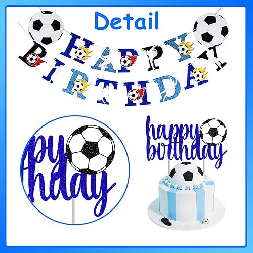 Miniatura 5 de Decoración de fiesta de cumpleaños de fútbol para niños con tema de fútbol, guirnalda de cumpleaños de fútbol, decoración de cupcakes, globos de