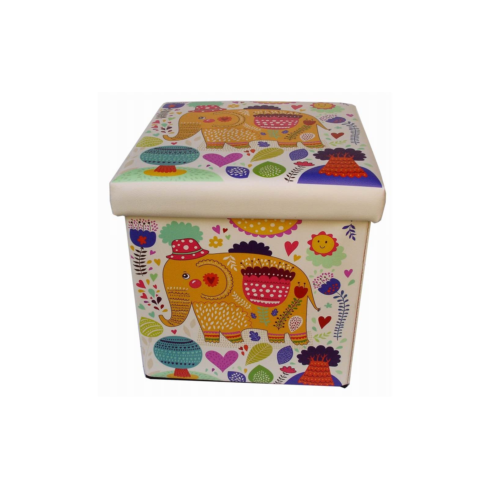 Biscottini Pouf contenitore bambini e adulti 33x33x33 cm | Scatole portaoggetti richiudibili con coperchio | Pouf contenitore quadrato con decorazioni