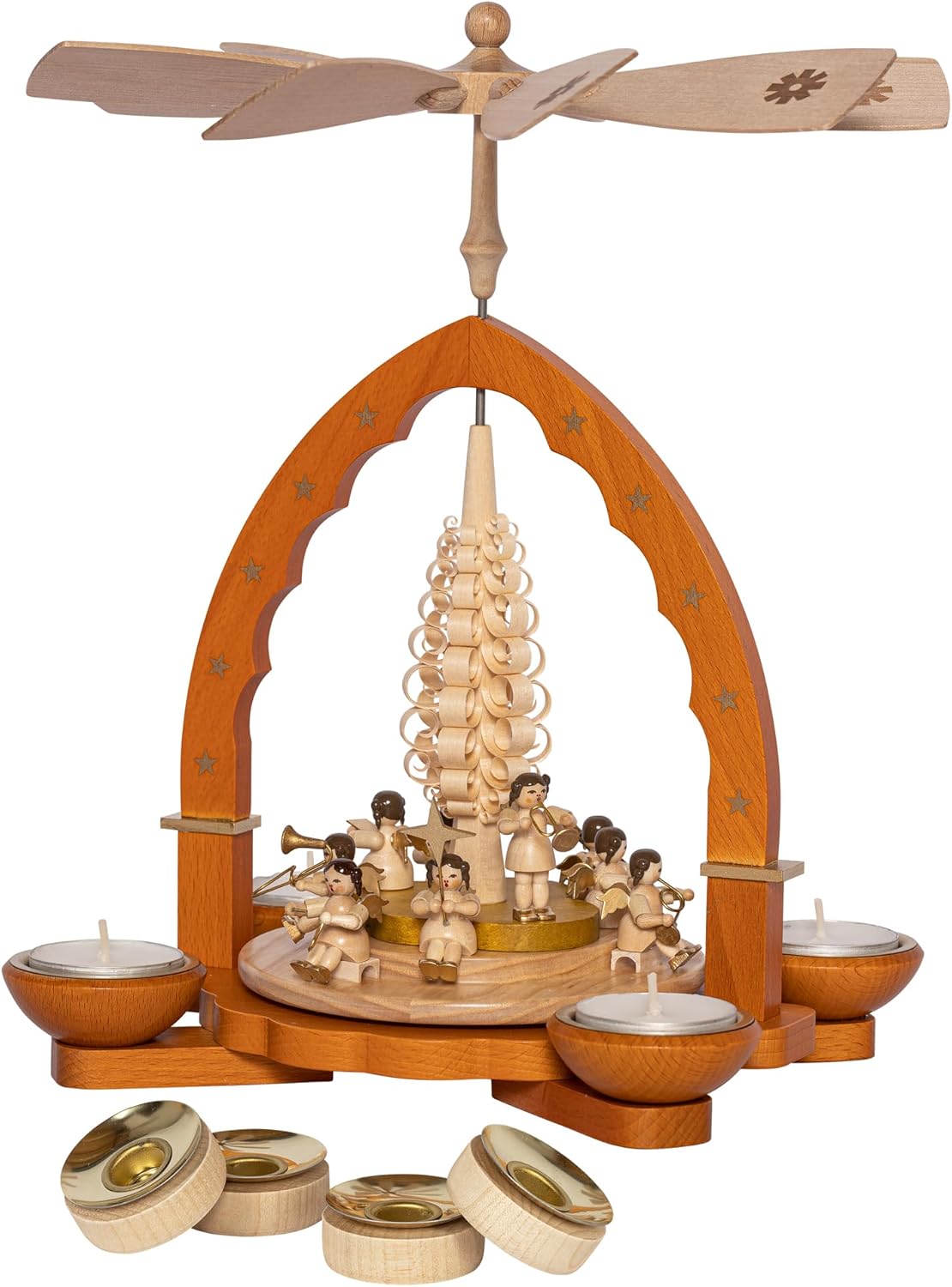 Richard Glaesser Pyramid Angel Concert Nature for Tea Light and Candles from Seiffen in the Ore Mountains, 16069