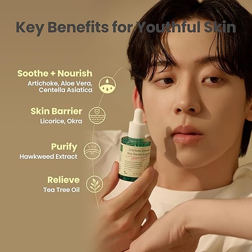 Vista 4 de AXIS-Y Ampolla intensiva de barrera cutánea de alcachofa, hidratante facial, corrector de manchas oscuras, ampolla Centella, suero facial vegano