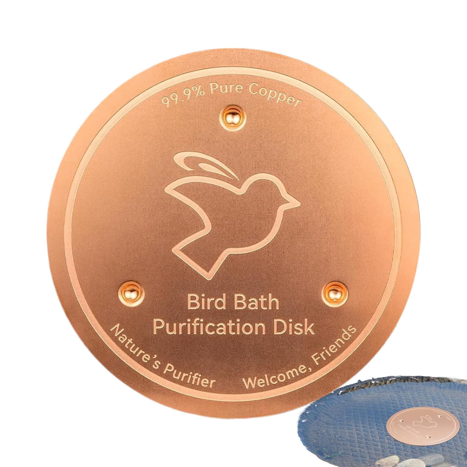 Disque En Cuivre Pour Abreuvoir à Oiseaux - Support Triangulaire, Nettoyage Facile, Pour Jardin Ou Terrasse - 4