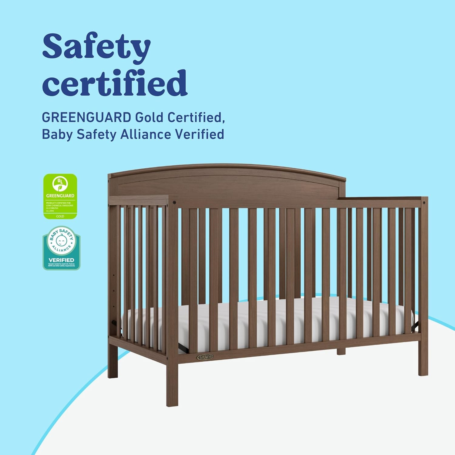 Graco Benton 5-in-1 Convertible Crib – GREENGUARD Gold Certified, Converts from Baby Crib to Toddler Bed, Daybed and Full-Size Bed, Fits Standard Full-Size Crib Mattress (Hazelnut)