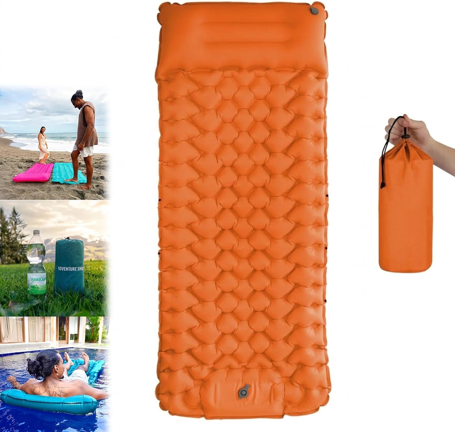 Lounge Mat - Your Portable Chill Zone, Thick Memory Foam Sleeping Pad for Camping, Self Inflating Travel Air Mattress with Pump, Lightweight Portable Car Tent Bed for Outdoor Backpacking