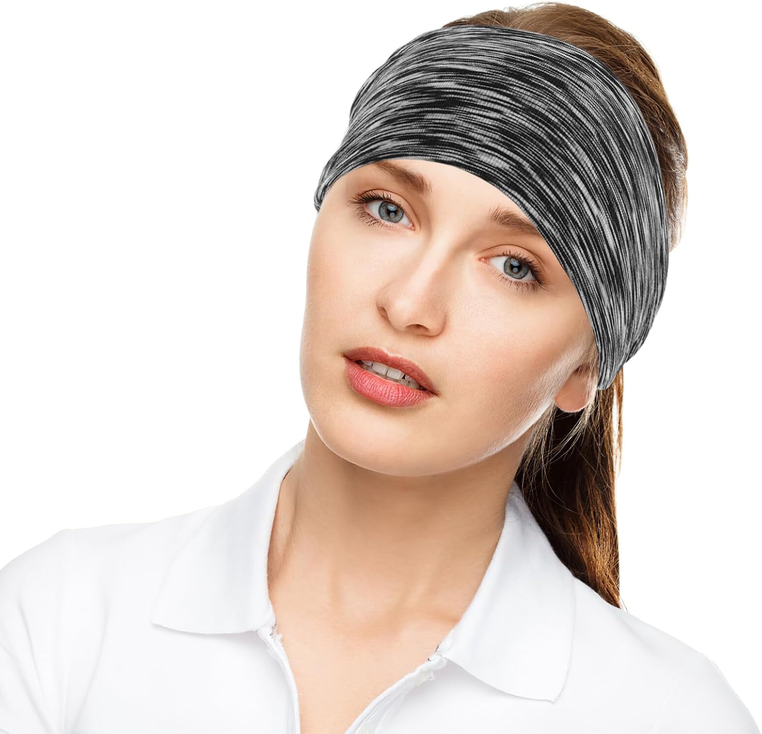 10pcs Wide Elastic Sports Headbands Non-Slip Sweat Absorbing Hair Bands for Men and Women Fitness Yoga Running Cycling