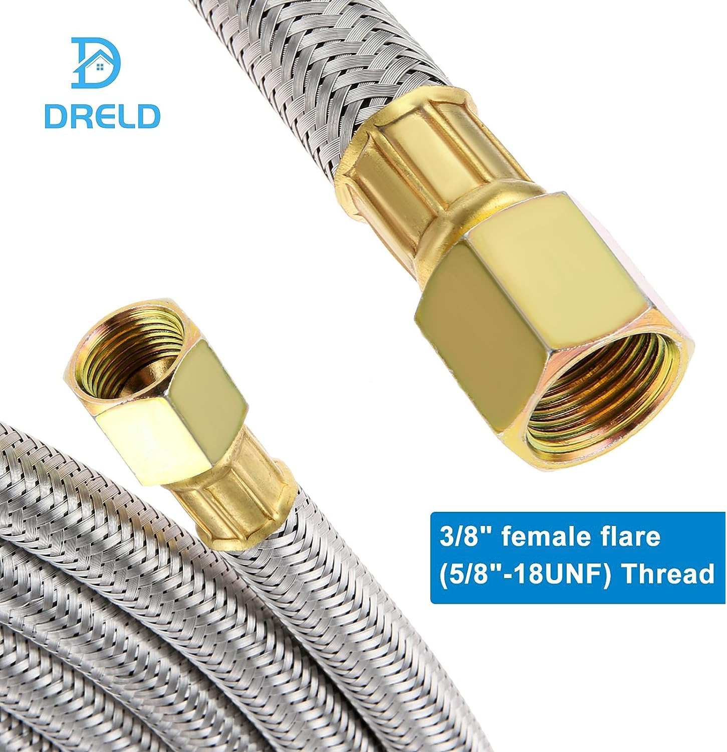 Propane Stainless Extension Hose, 16 Feet Stainless Braided Propane Gas Line Pipe with 3/8" Female Flare on Both Ends for RV, Gas Grill, Fire Pit, Heater, BBQ Grill