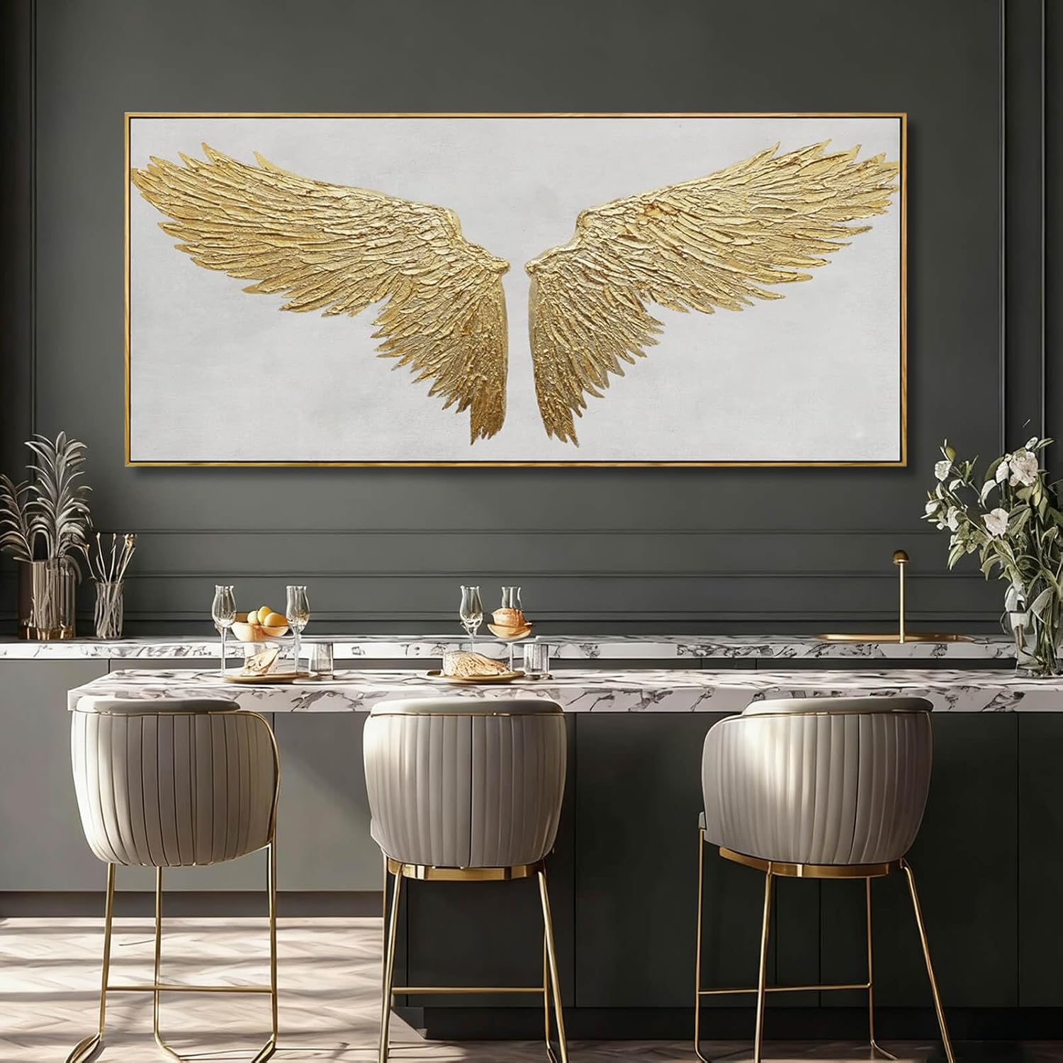 NBAODAN Canvas Wall Art for Living Room Texture White and Gold Minimalist Wall Decor Large Pictures for Office Entryway Wall Decor 32x70 Inch Neutral Artwork