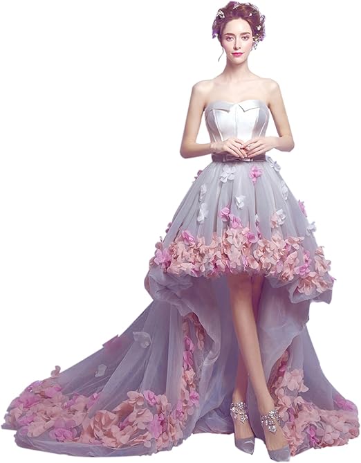 Amazon 姫系 カラードレス パーティードレス トレーンドレス 前ミニ 花嫁 ドレス フォーマルドレス 結婚式 ブライダル 二次会 ロングドレス ブライダル カクテルドレス 発表会お呼ばれドレス ミセス 披露宴 コンサート イブニングドレス 通販